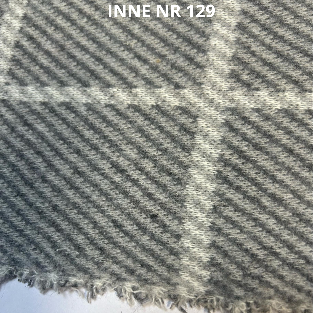Dzianina z wełną szara krata, nr 129