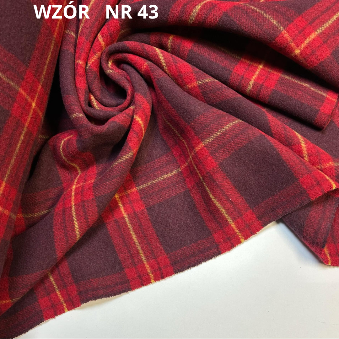 Krata płaszczowa, 50% wełny, bordo, nr 43