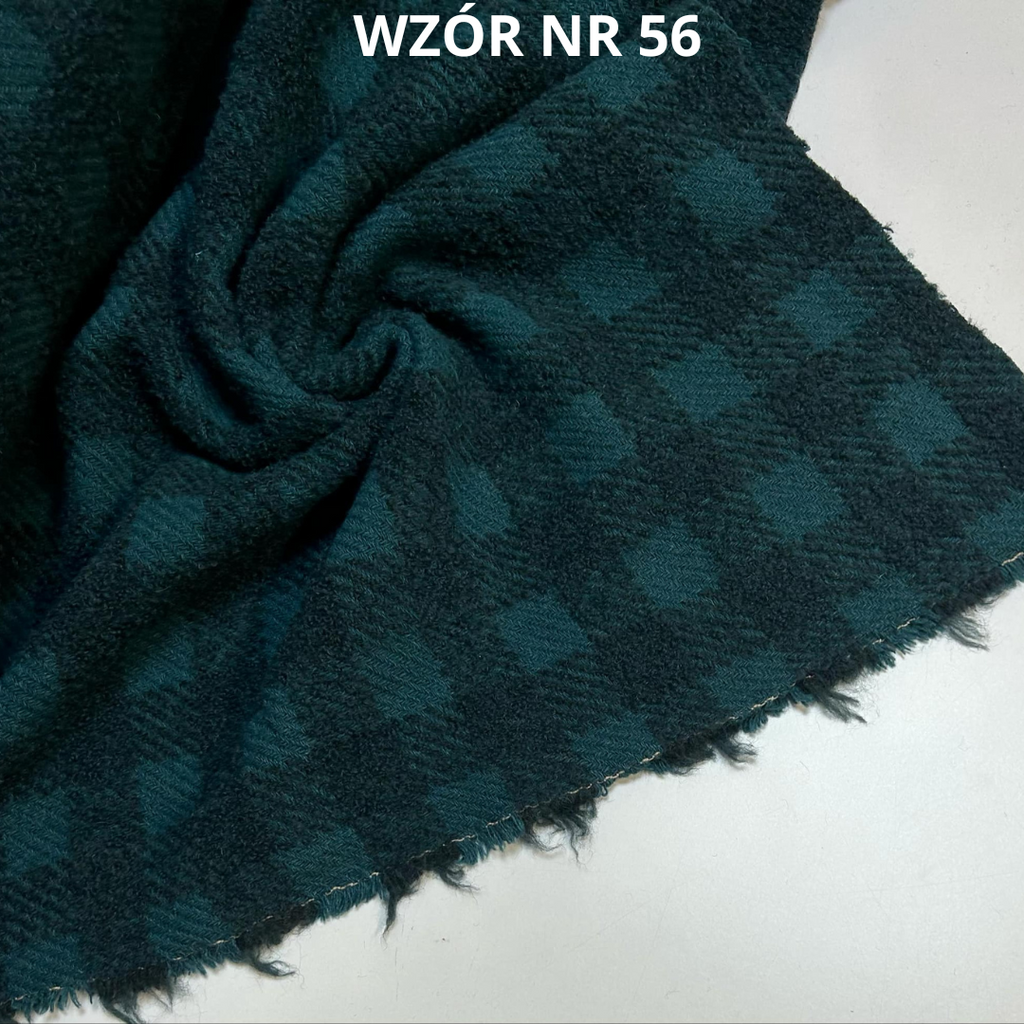 Zielona tkanina w kratę, 27% wełny, nr 56