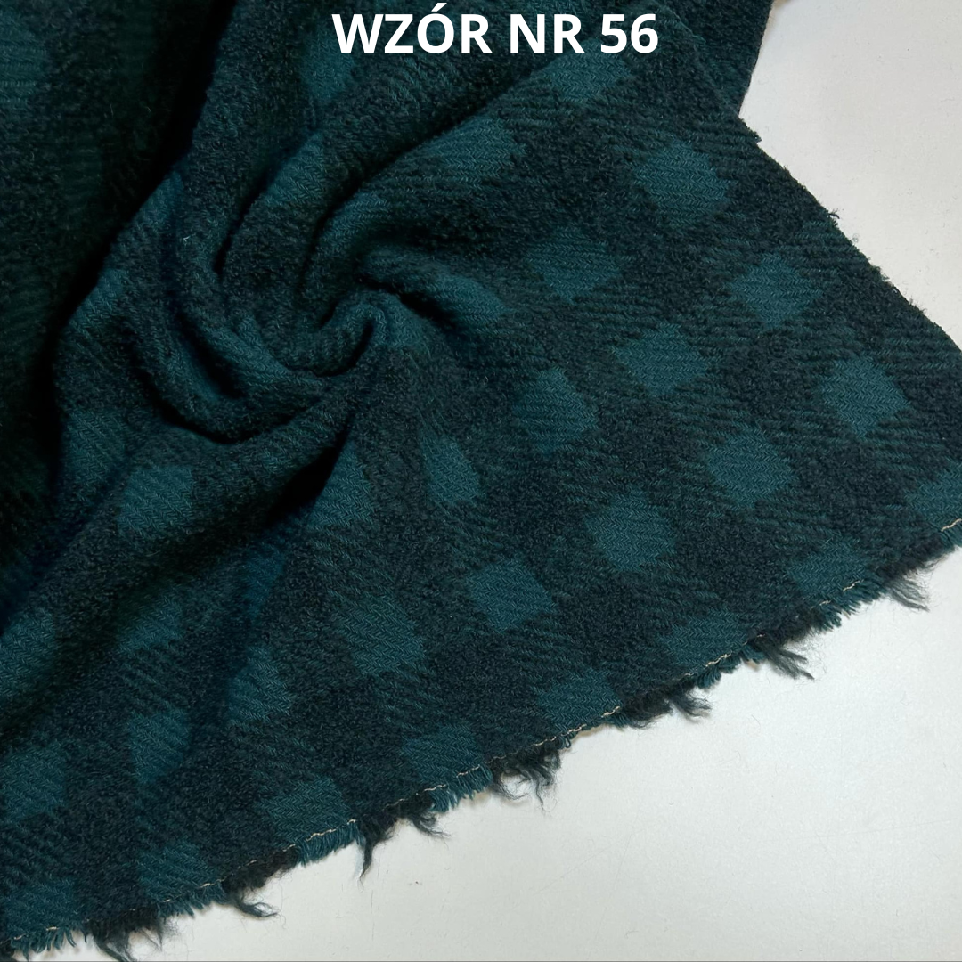 Zielona tkanina w kratę, 27% wełny, nr 56