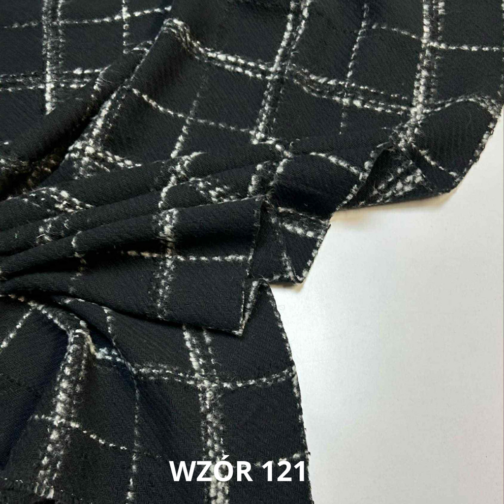 Tkanina chanelka w kratę, 21% wełny, nr 121