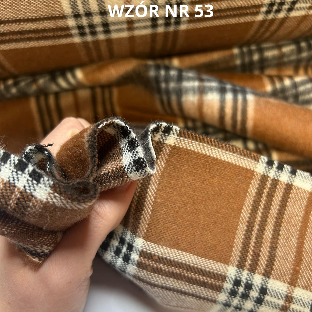Tkanina w kratę z wełną, 20% wełna, nr 53