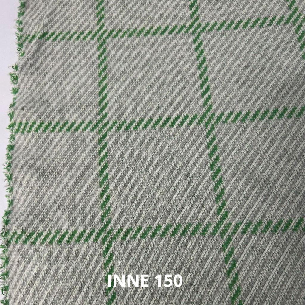 Szaro zielona dzianina w kratę z wełną, nr 150