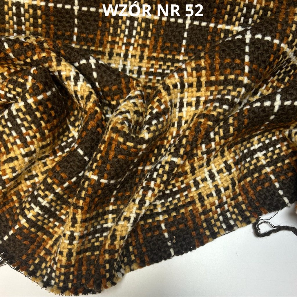 Tkanina z wełną, tkanina płaszczowa, krata, nr 52