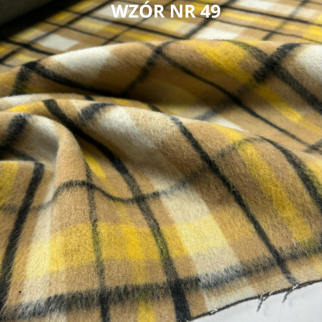 Tkanina płaszczowa, krata, 20% wełny, nr 49