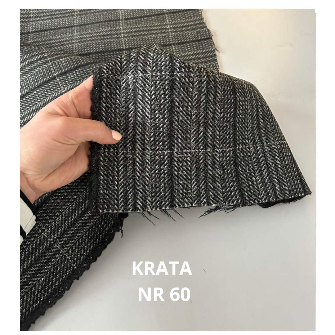 Tkanina wełniana krata, jodełka, stroje historyczne nr 60