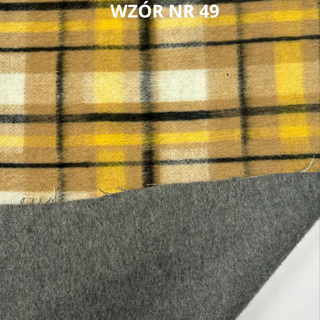 Tkanina płaszczowa, krata, 20% wełny, nr 49