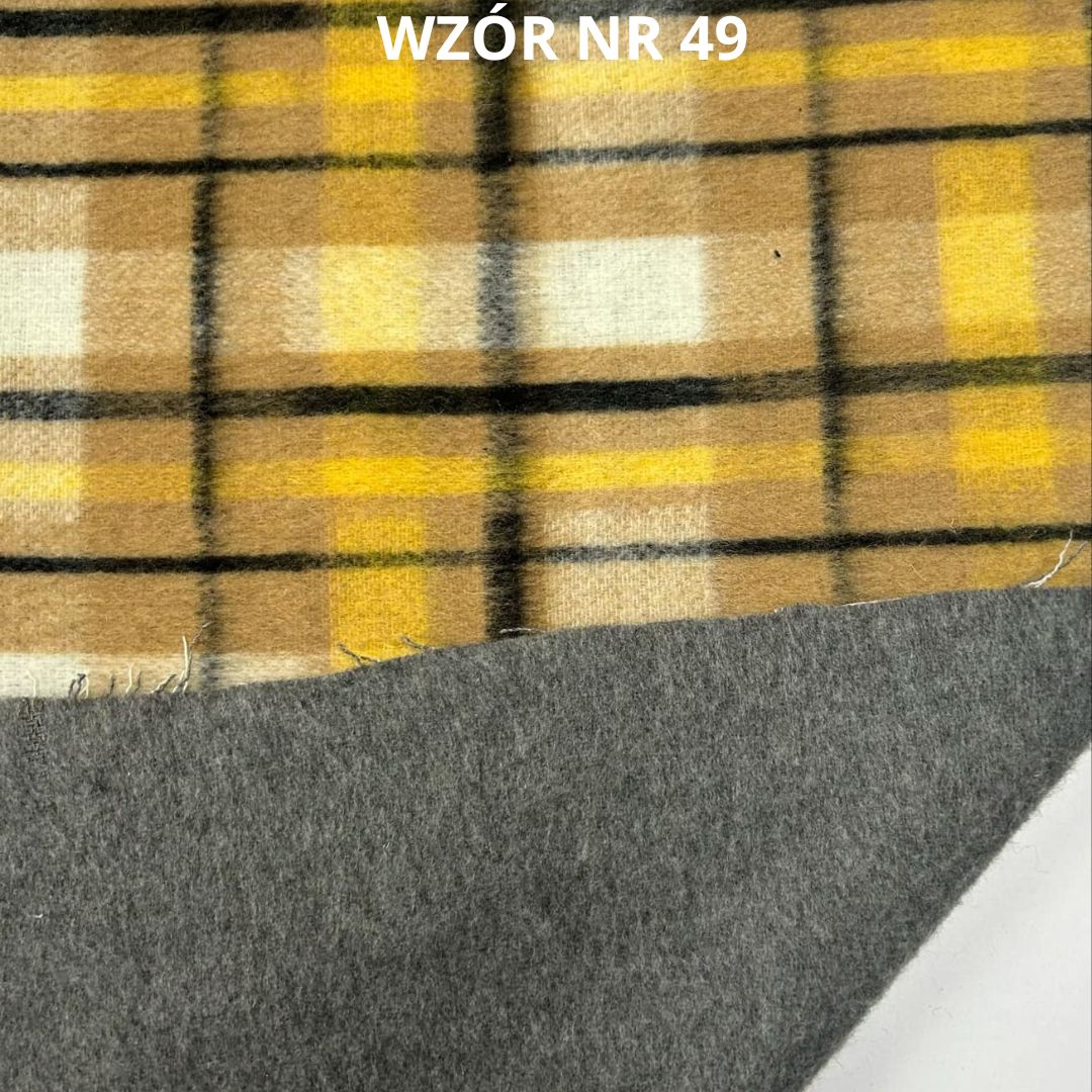 Tkanina płaszczowa, krata, 20% wełny, nr 49