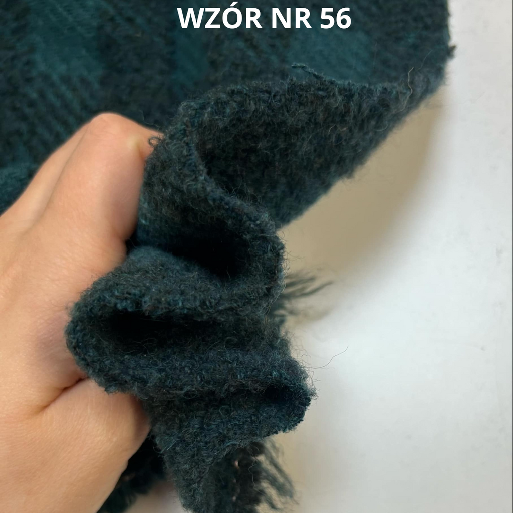 Zielona tkanina w kratę, 27% wełny, nr 56