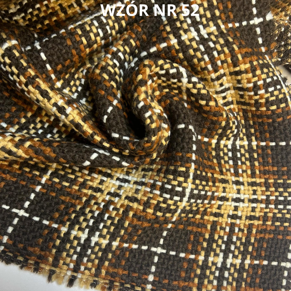 Tkanina z wełną, tkanina płaszczowa, krata, nr 52
