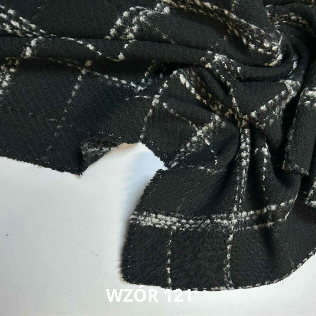 Tkanina chanelka w kratę, 21% wełny, nr 121