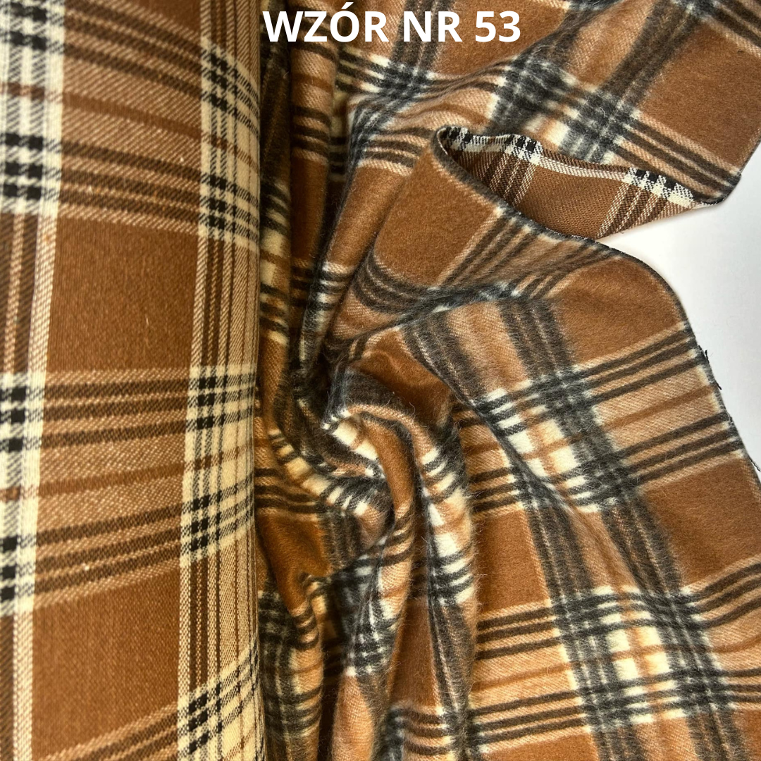 Tkanina w kratę z wełną, 20% wełna, nr 53