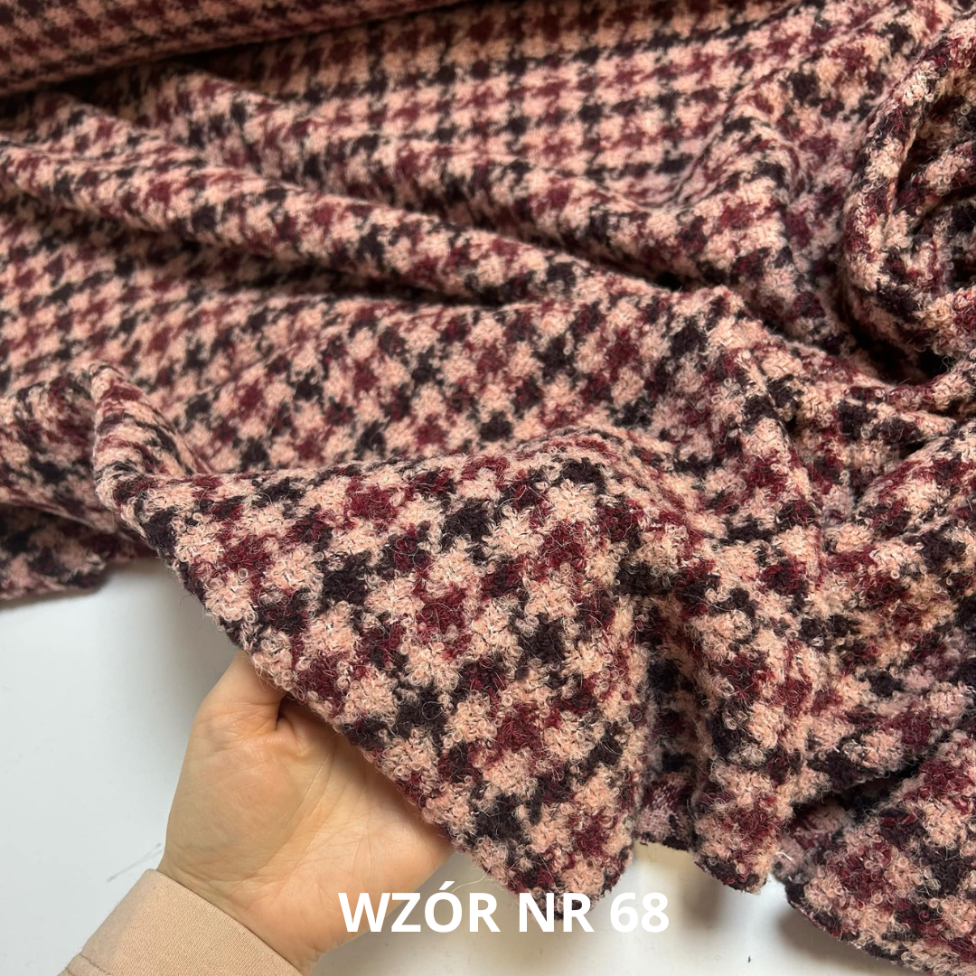 Tkanina z wełną, chanelka, pepita, nr 68