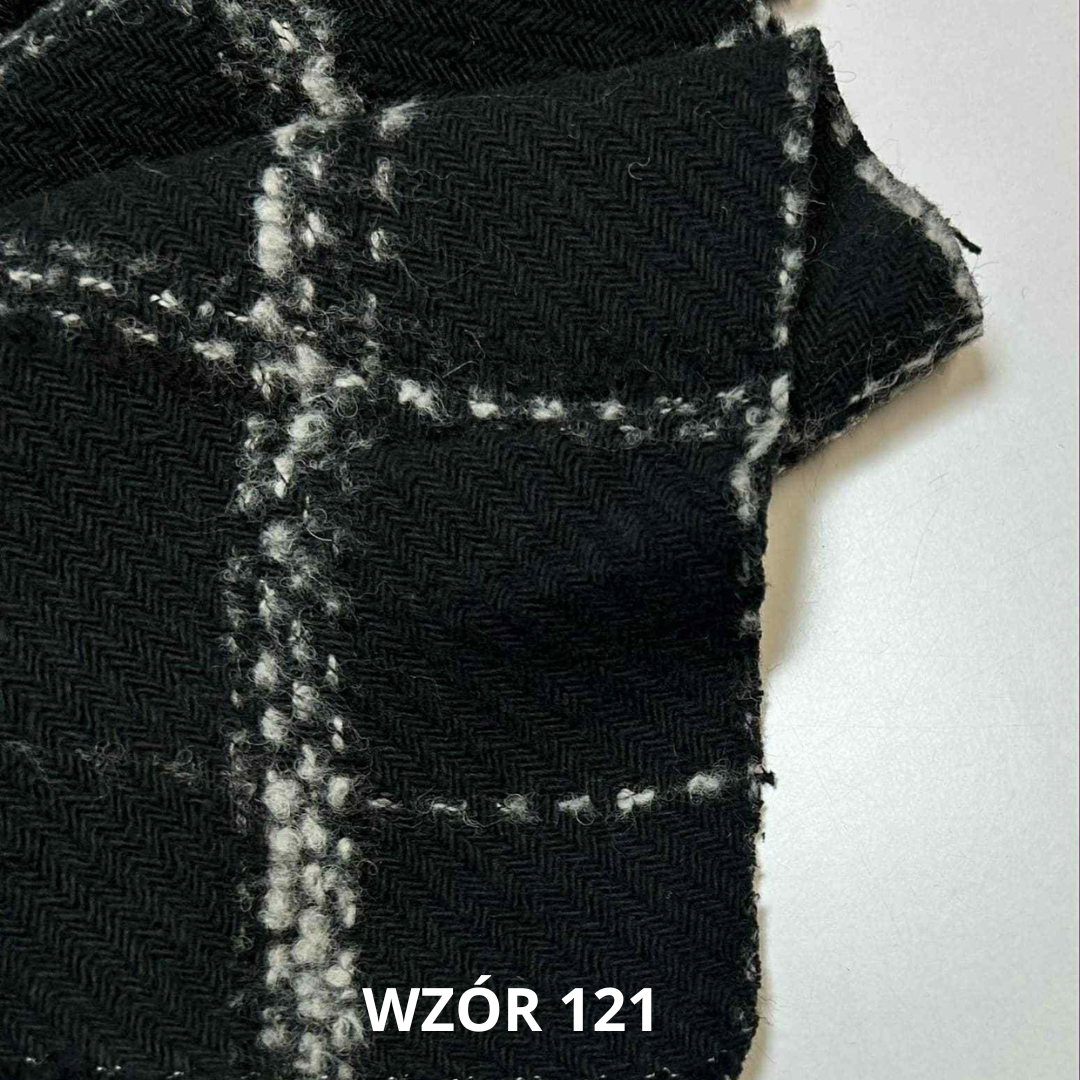 Tkanina chanelka w kratę, 21% wełny, nr 121