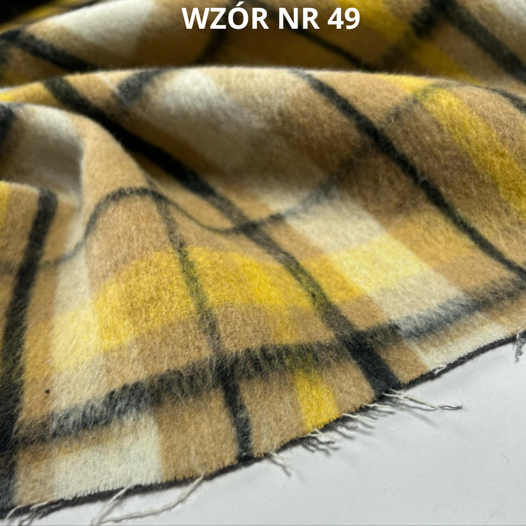 Tkanina płaszczowa, krata, 20% wełny, nr 49