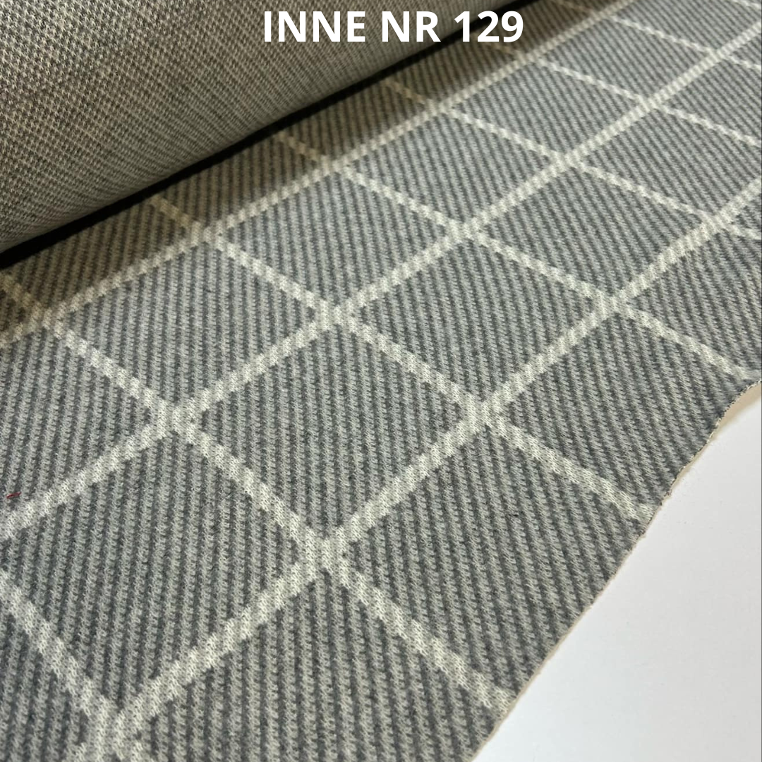 Dzianina z wełną szara krata, nr 129