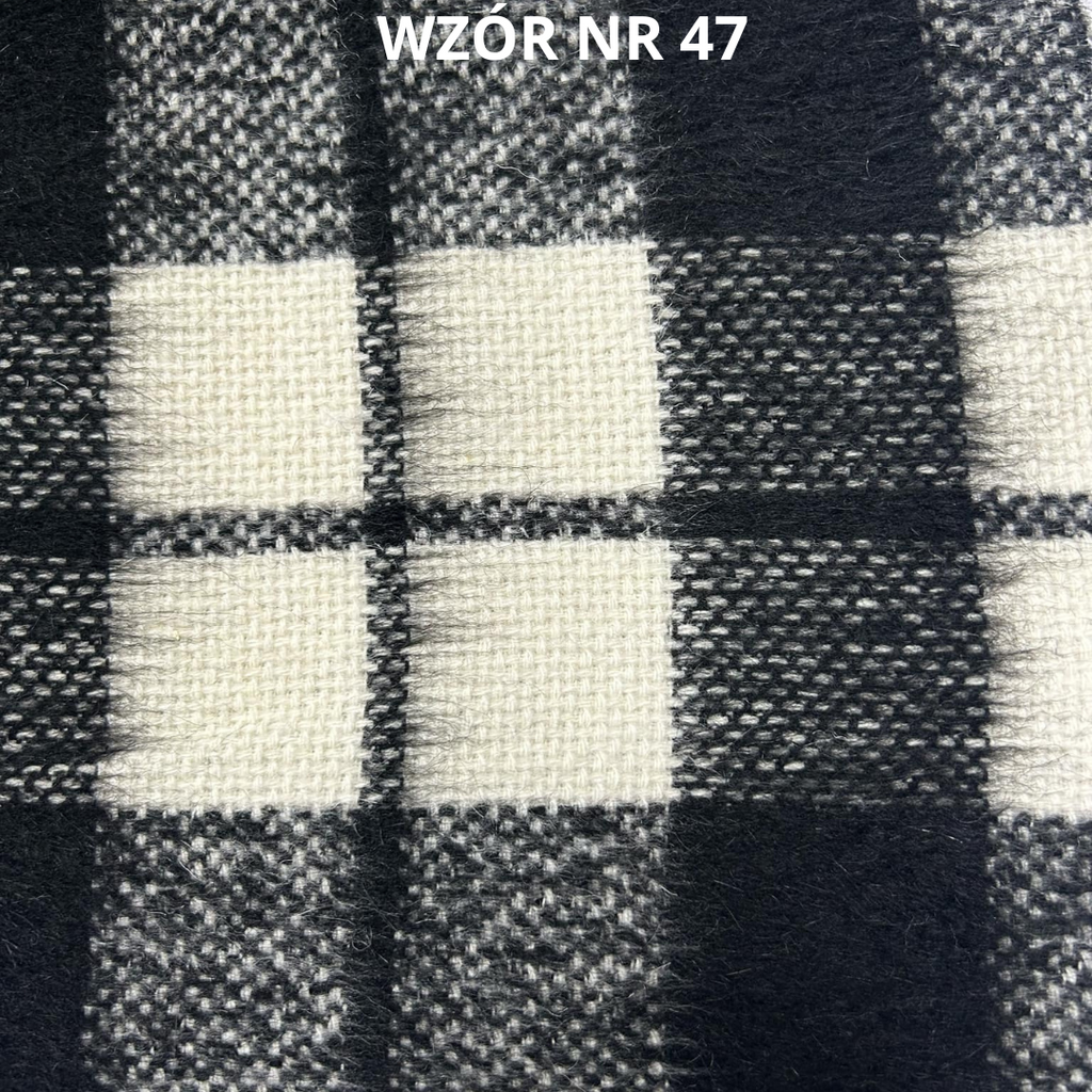 Czarno biała krata, tkanina z wełną, nr 47