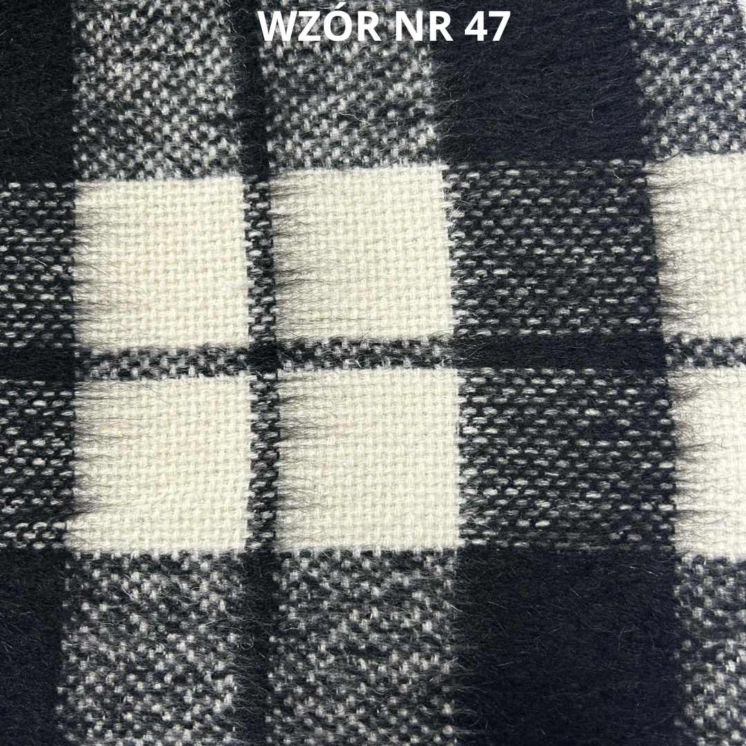 Czarno biała krata, tkanina z wełną, nr 47