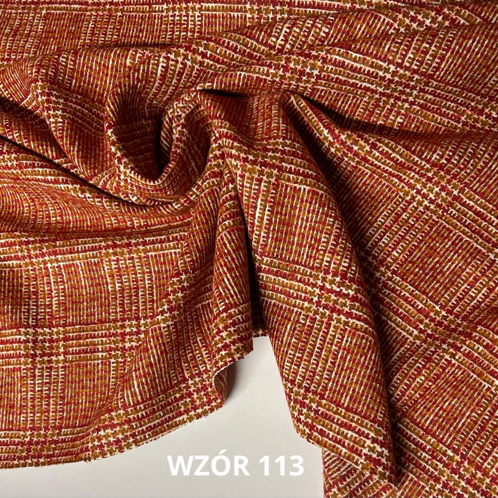 Tkanina w kratę z wełną, nr 113