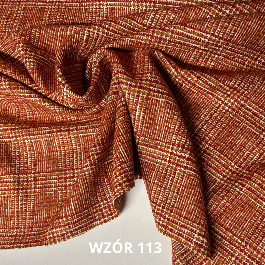 Tkanina w kratę z wełną, nr 113