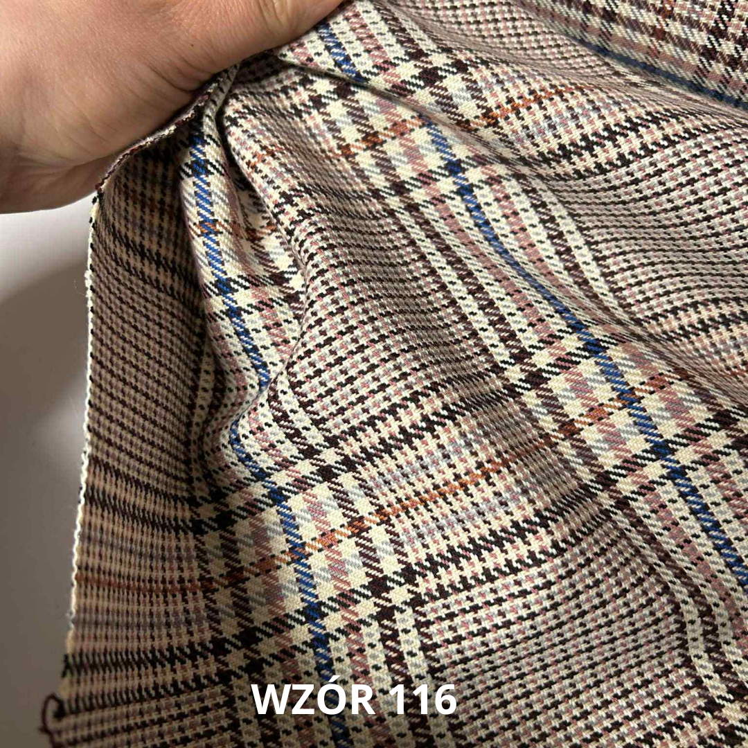 Włoska tkanina ubraniowa w kratę, nr 116