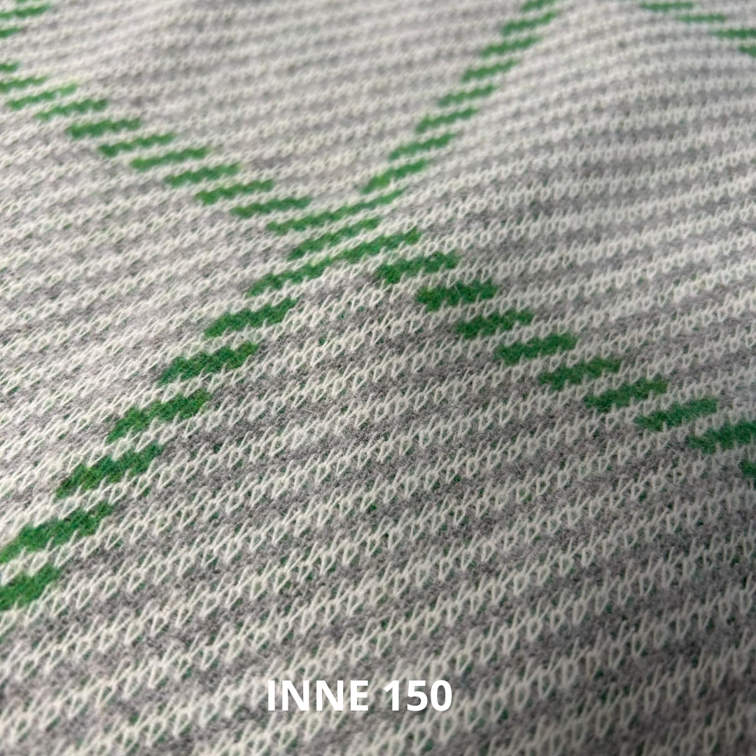 Szaro zielona dzianina w kratę z wełną, nr 150
