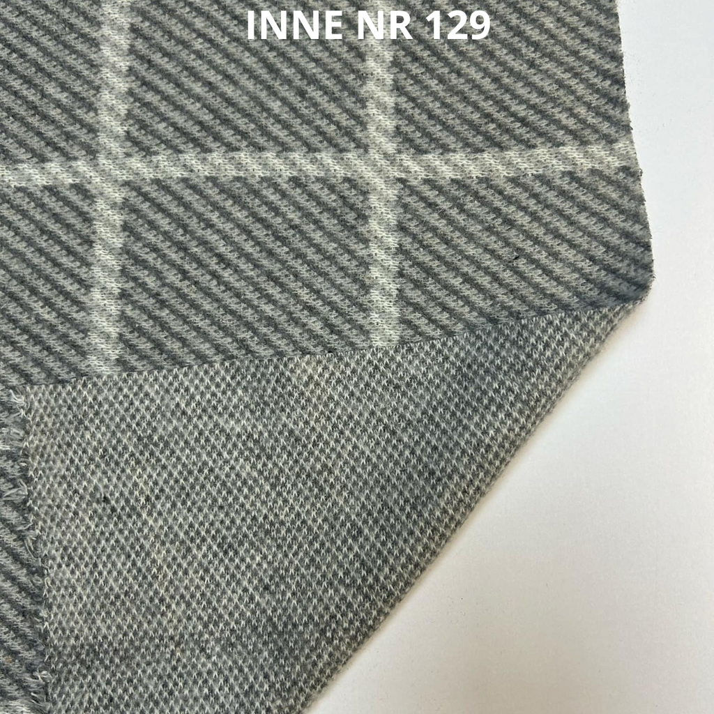 Dzianina z wełną szara krata, nr 129