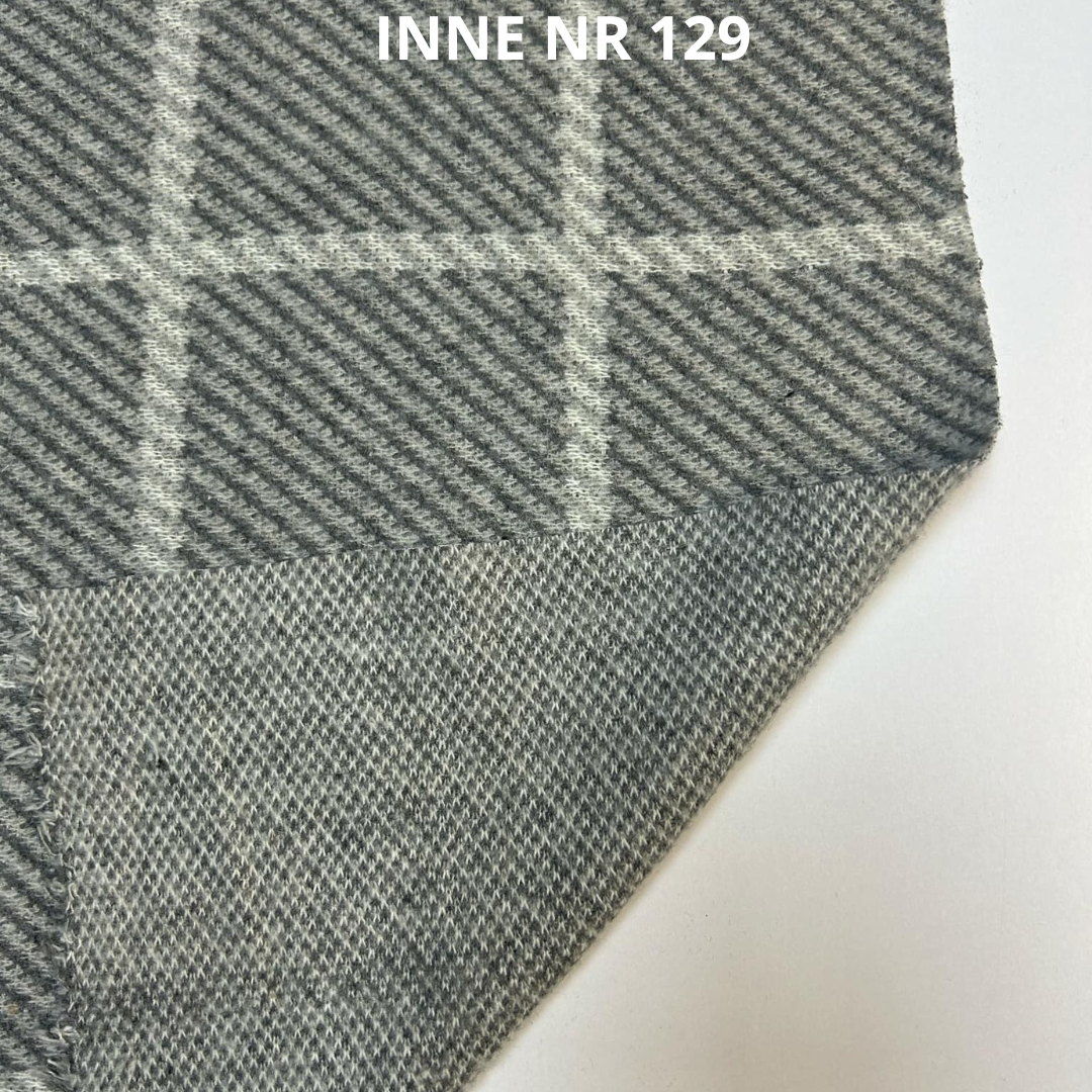 Dzianina z wełną szara krata, nr 129