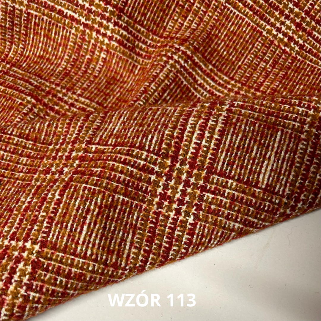 Tkanina w kratę z wełną, nr 113