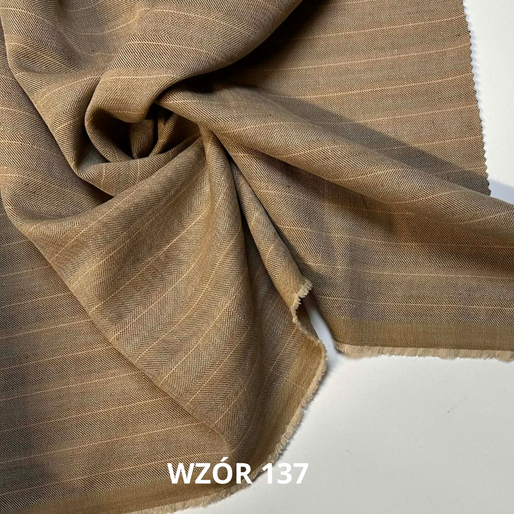 Tkanina lniano wełniana, stroje historyczne, tkanina w pasy w jodełkę nr 137