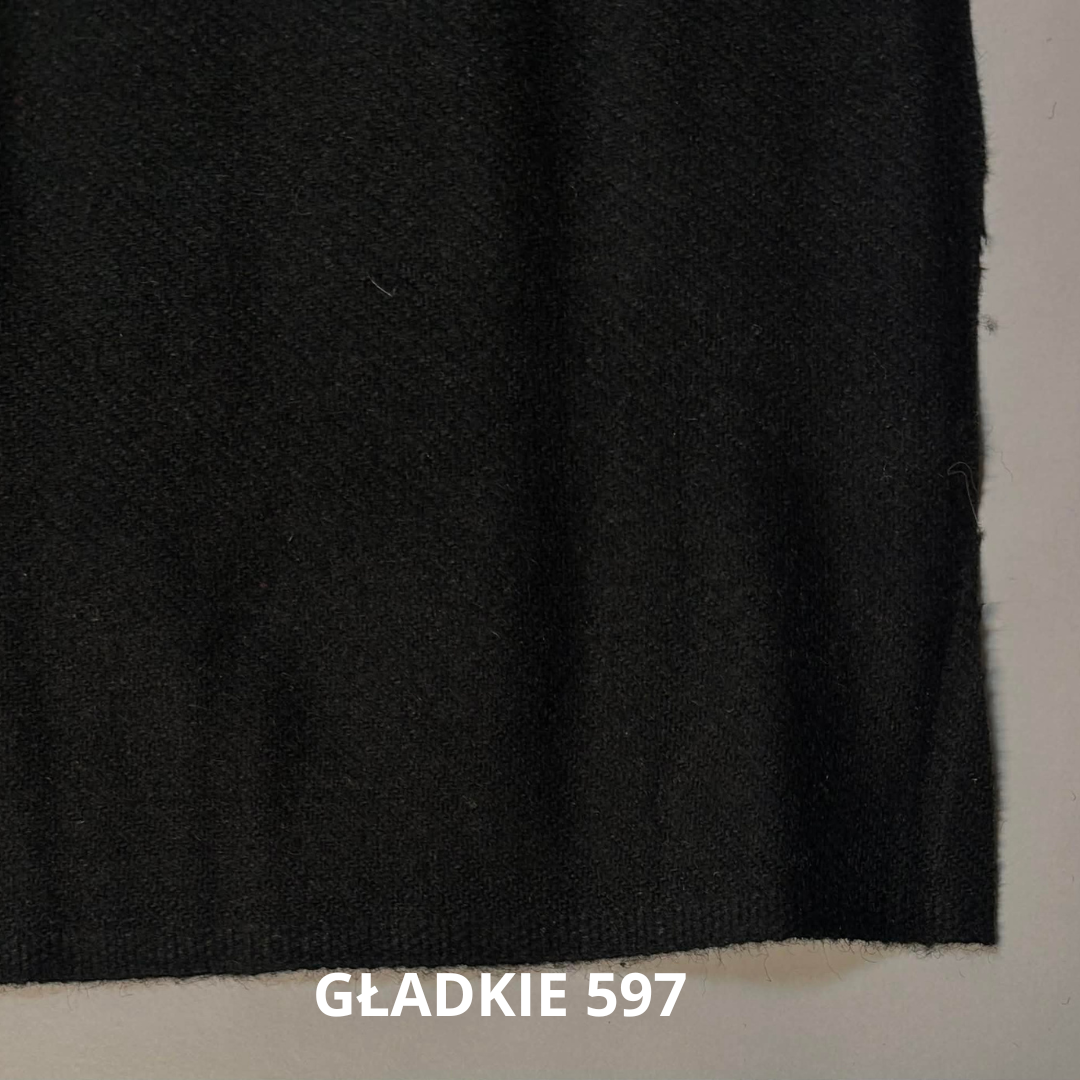 Czarna tkanina wełniana, ubraniowa, stroje historyczne, nr 597