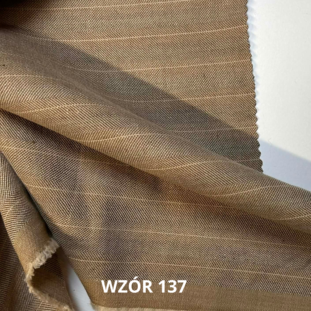 Tkanina lniano wełniana, stroje historyczne, tkanina w pasy w jodełkę nr 137