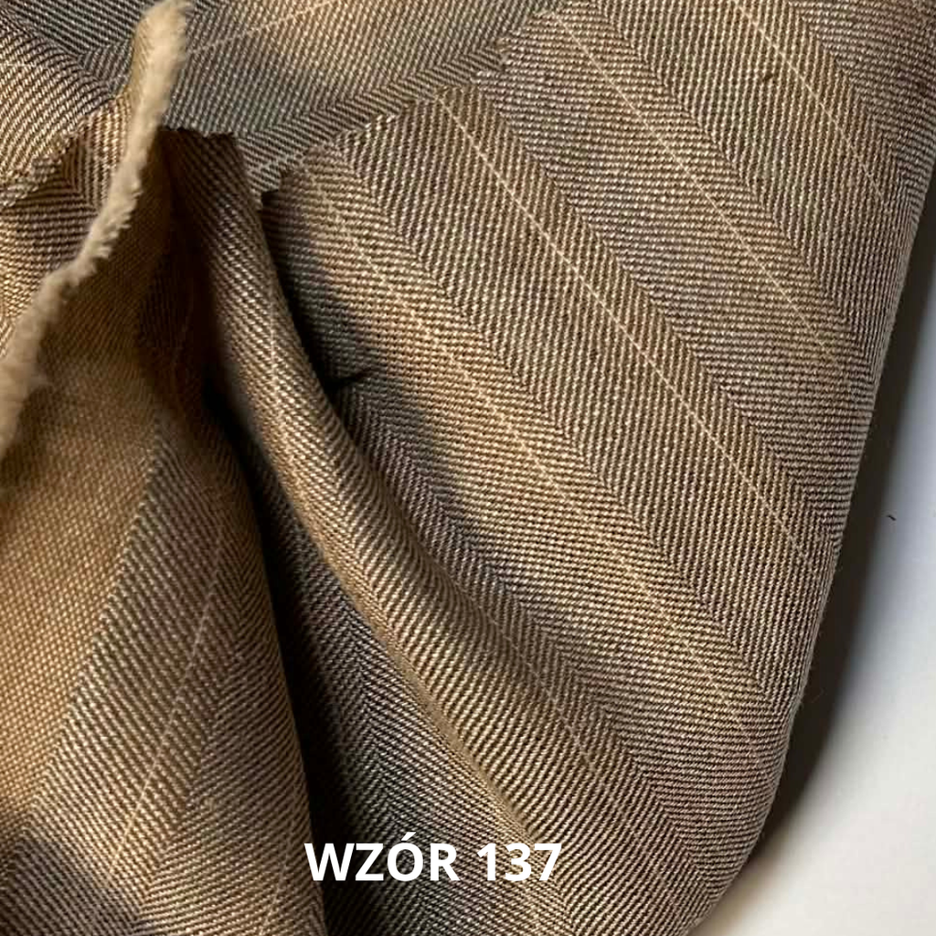 Tkanina lniano wełniana, stroje historyczne, tkanina w pasy w jodełkę nr 137