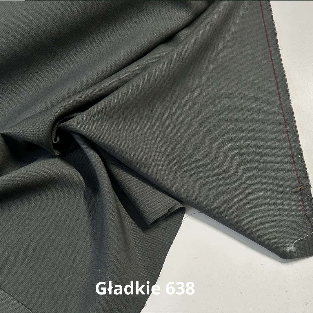 Gładkie 638, szara wełna ubraniowa