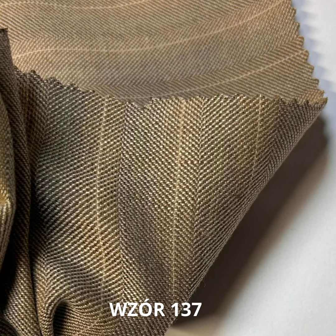 Tkanina lniano wełniana, stroje historyczne, tkanina w pasy w jodełkę nr 137
