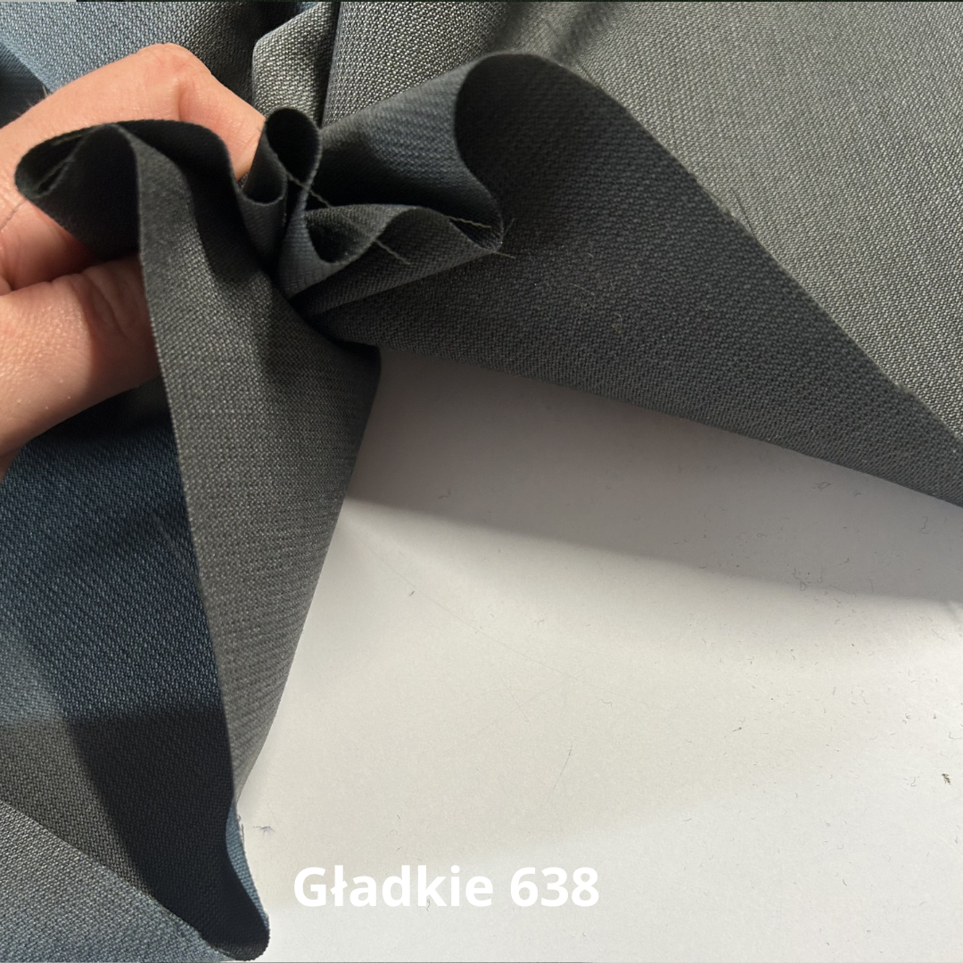 Gładkie 638, szara wełna ubraniowa