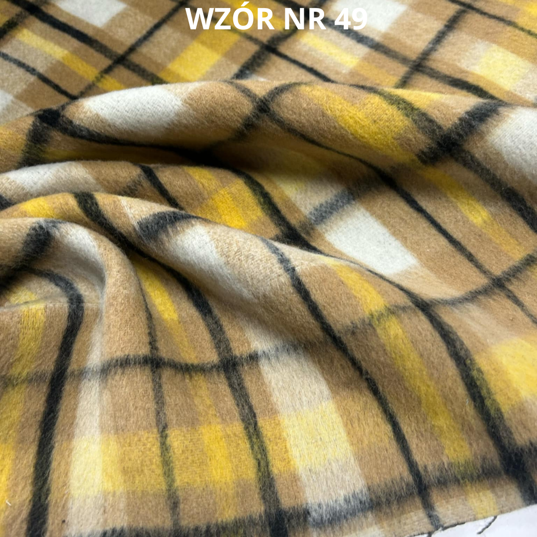 Tkanina płaszczowa, krata, 20% wełny, nr 49