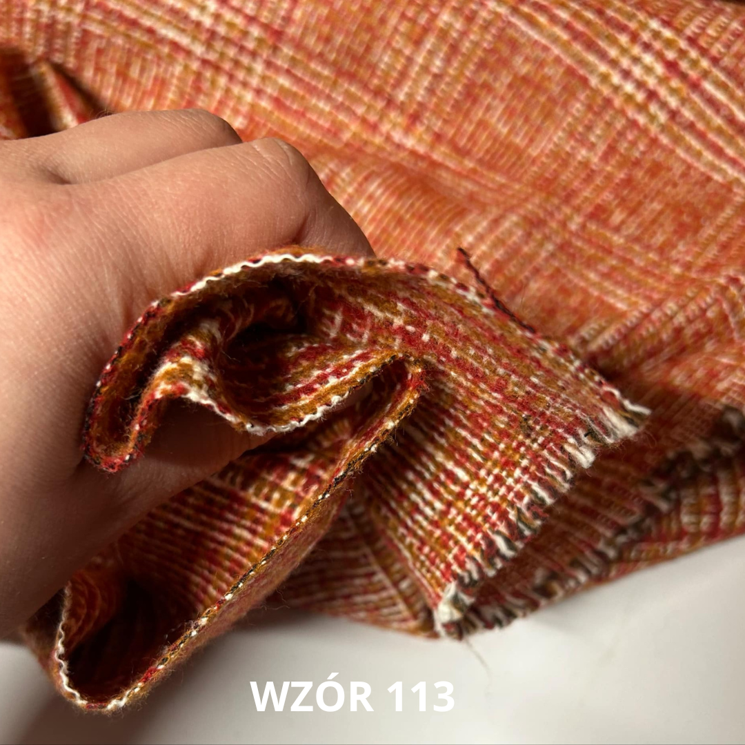 Tkanina w kratę z wełną, nr 113