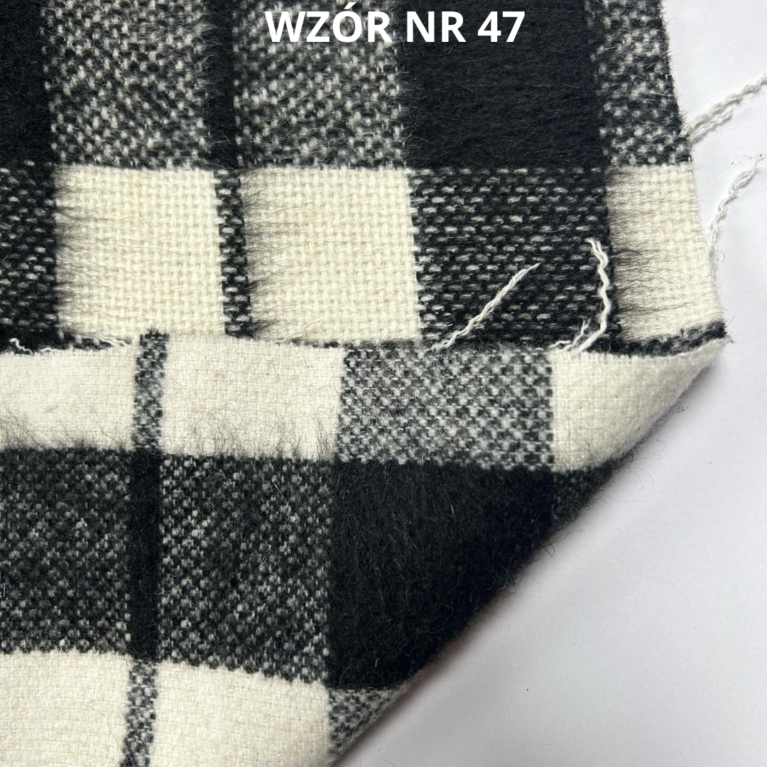Czarno biała krata, tkanina z wełną, nr 47