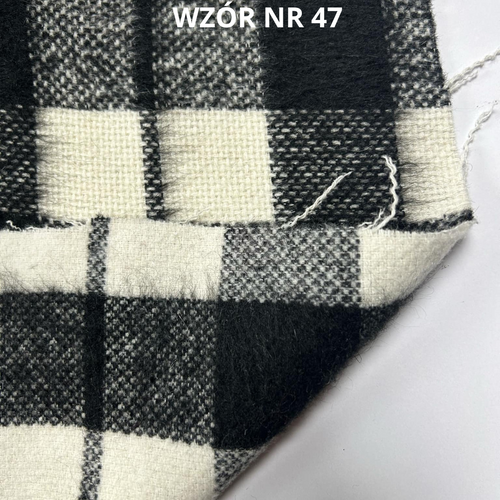 Czarno biała krata, tkanina z wełną, nr 47