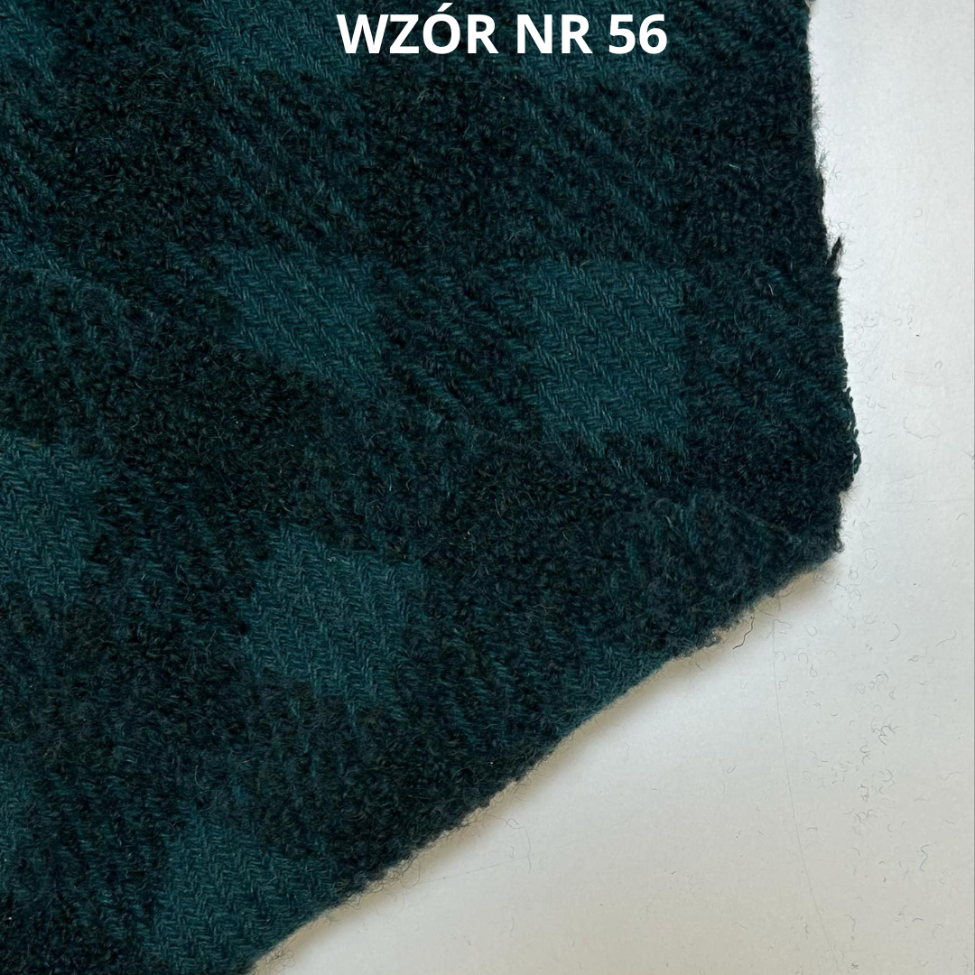 Zielona tkanina w kratę, 27% wełny, nr 56