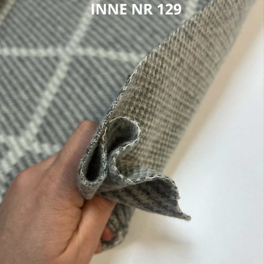 Dzianina z wełną szara krata, nr 129