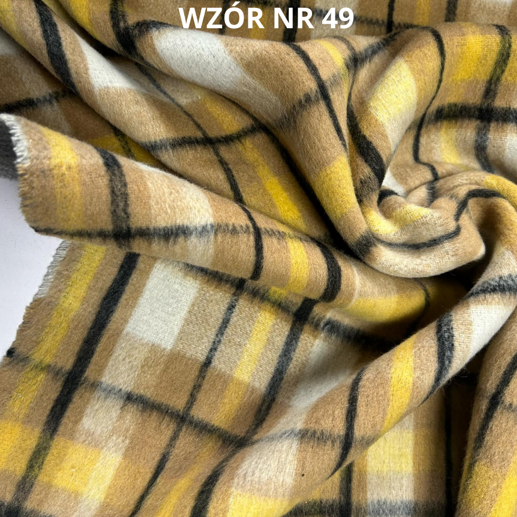 Tkanina płaszczowa, krata, 20% wełny, nr 49