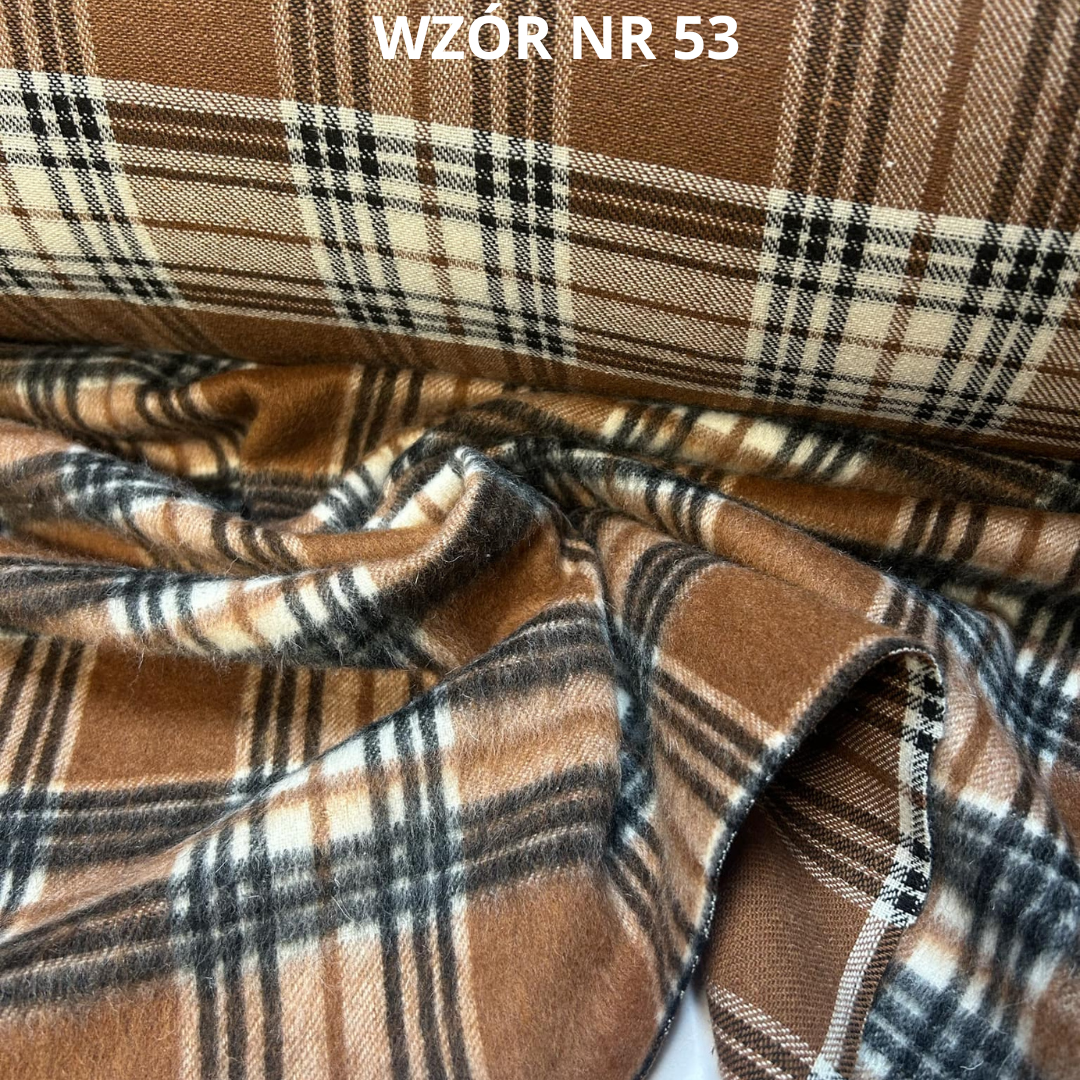 Tkanina w kratę z wełną, 20% wełna, nr 53