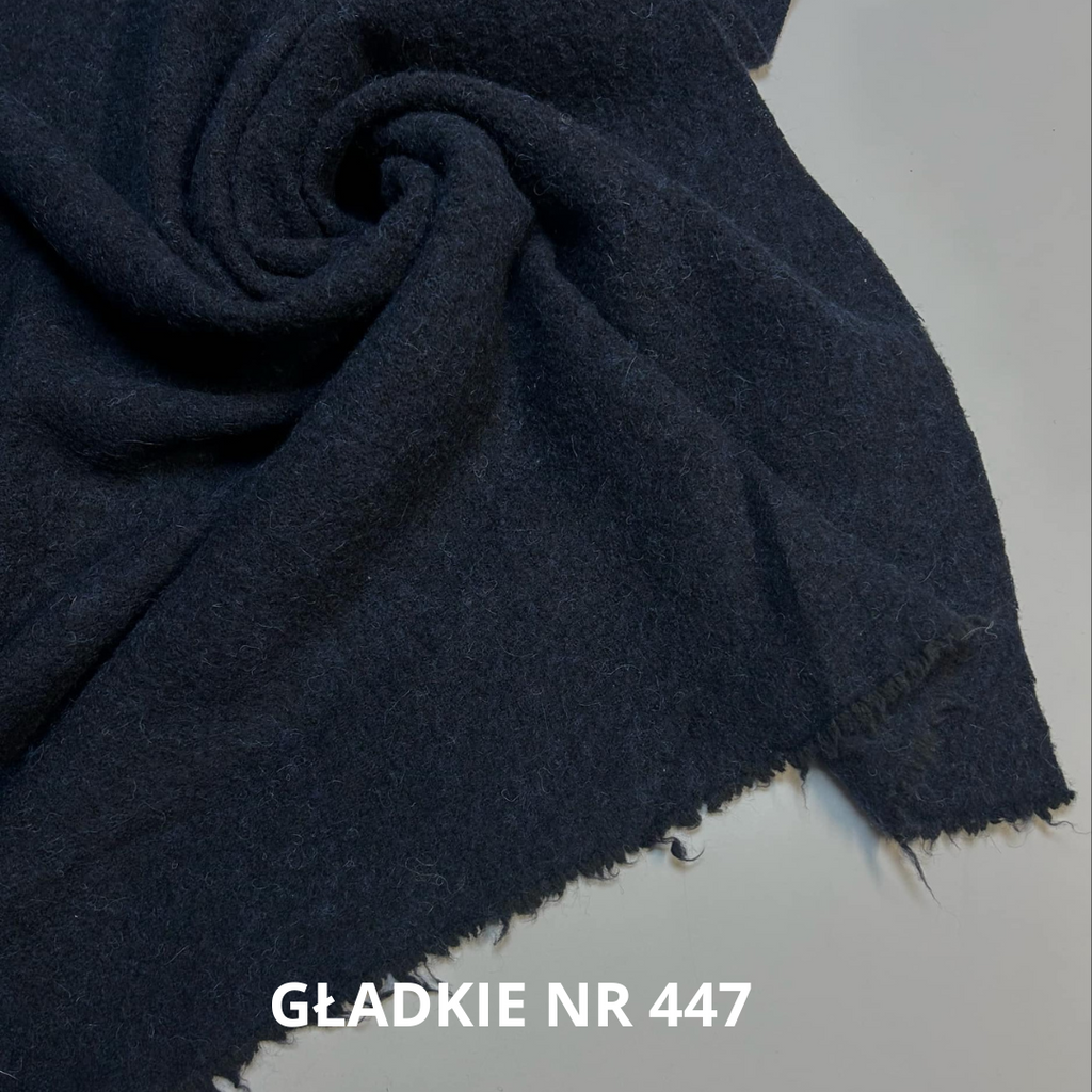 Granatowa tkanina płaszczowa wełniana, 40% wełny, nr 447