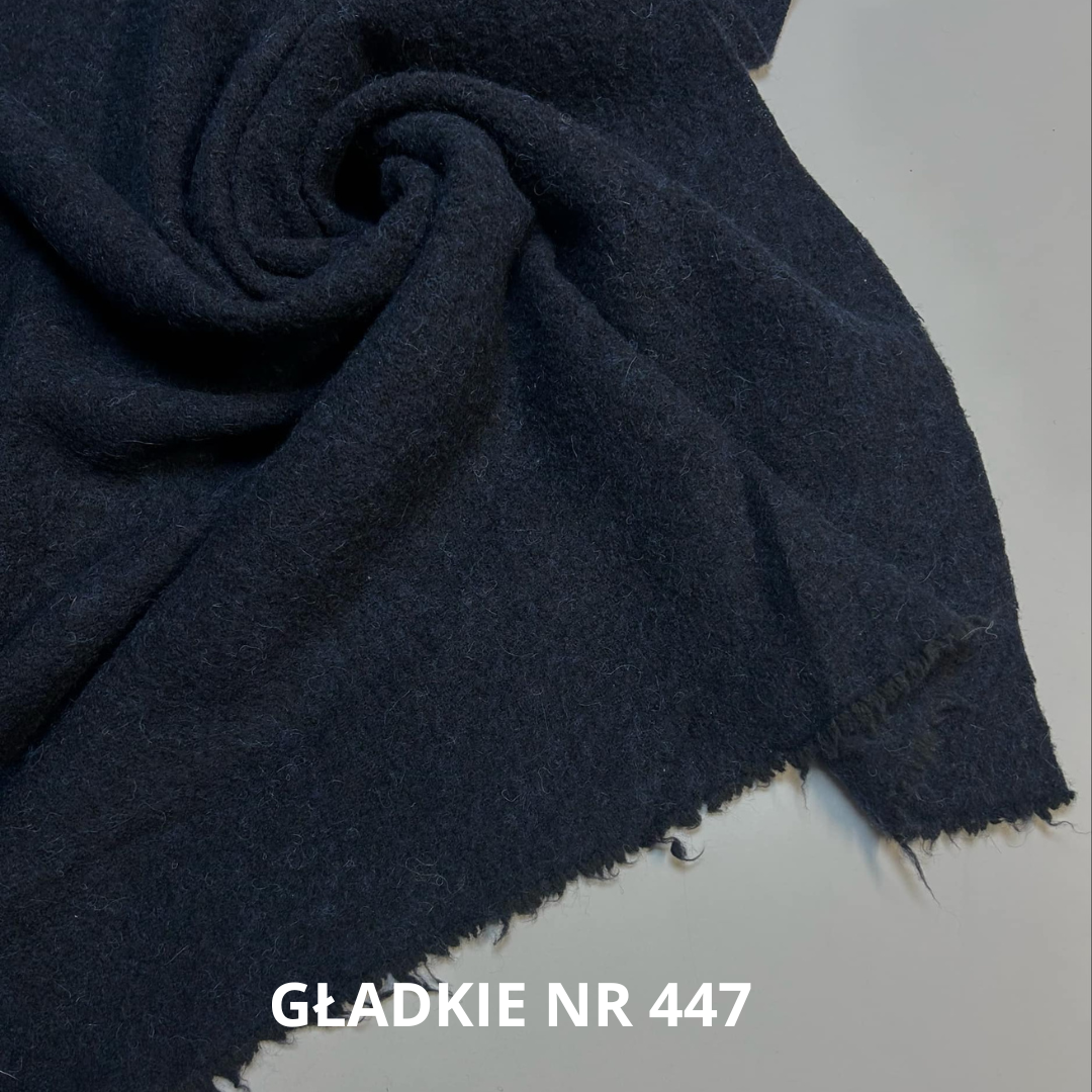 Granatowa tkanina płaszczowa wełniana, 40% wełny, nr 447