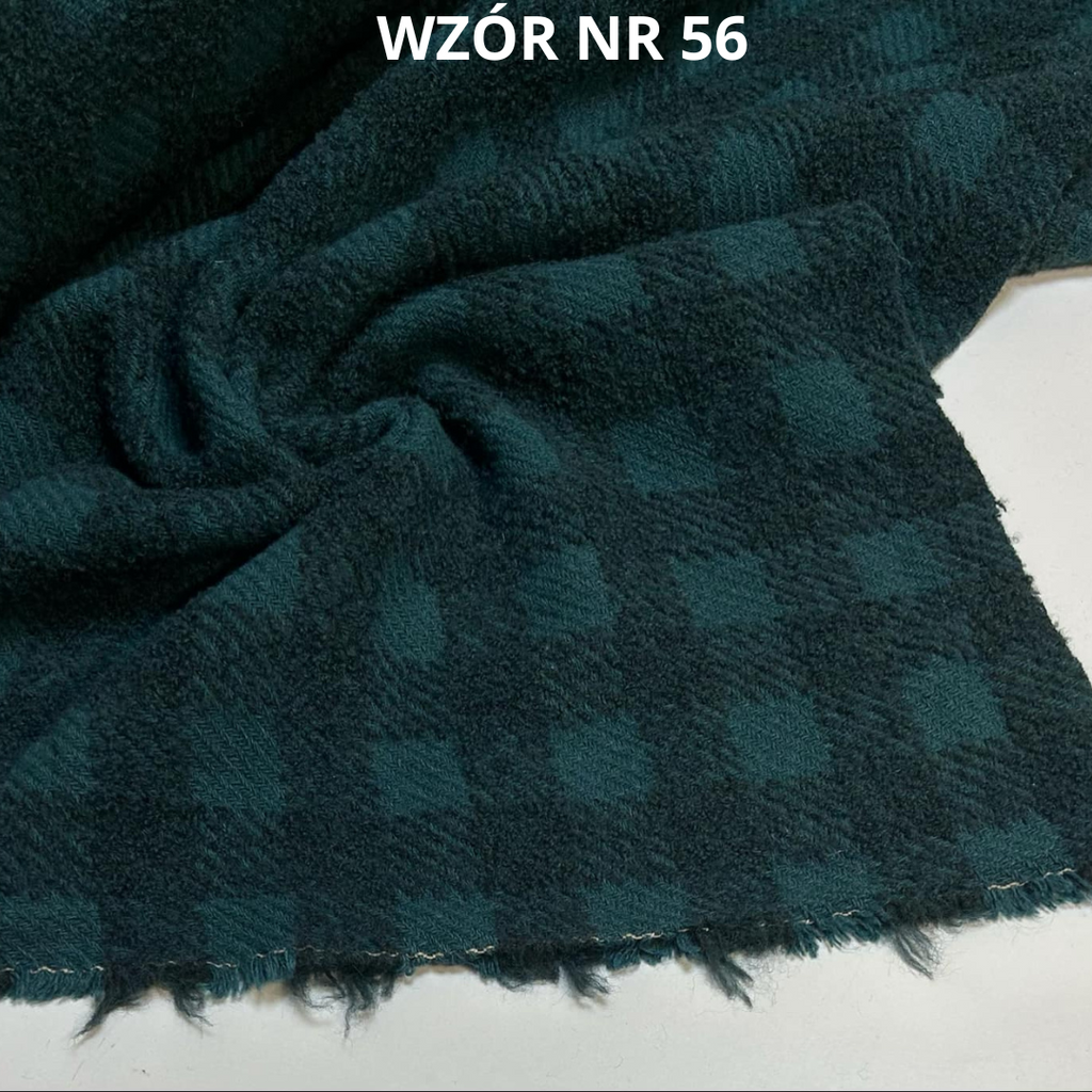 Zielona tkanina w kratę, 27% wełny, nr 56