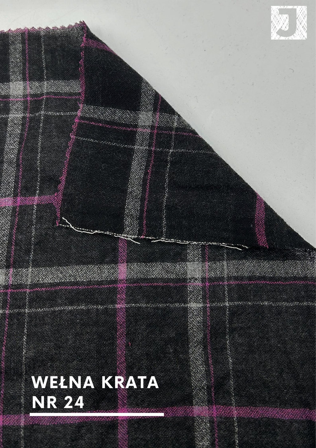 Koszulowa tkanina wiskoza z wełną krata, nr 24