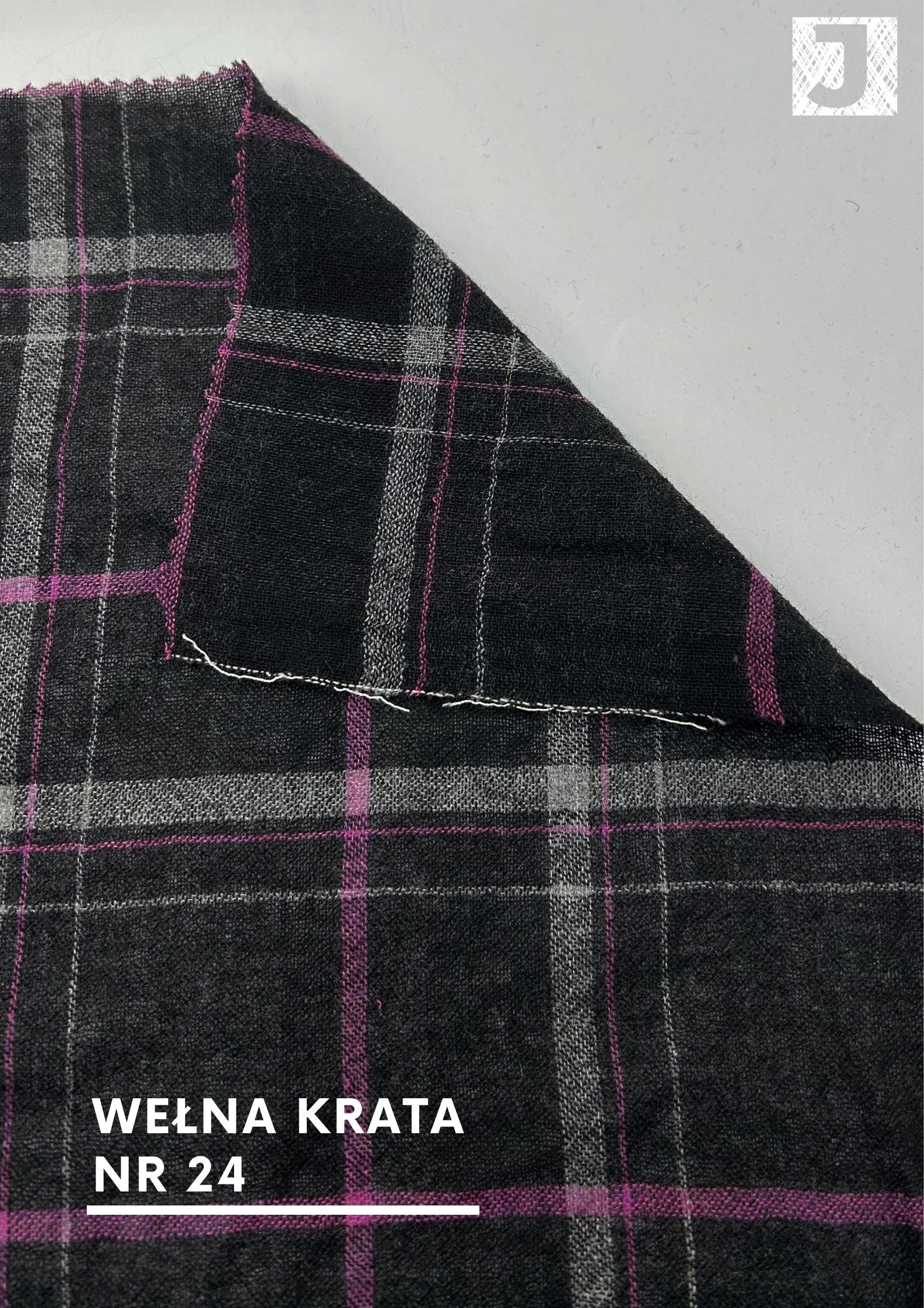 Koszulowa tkanina wiskoza z wełną krata, nr 24