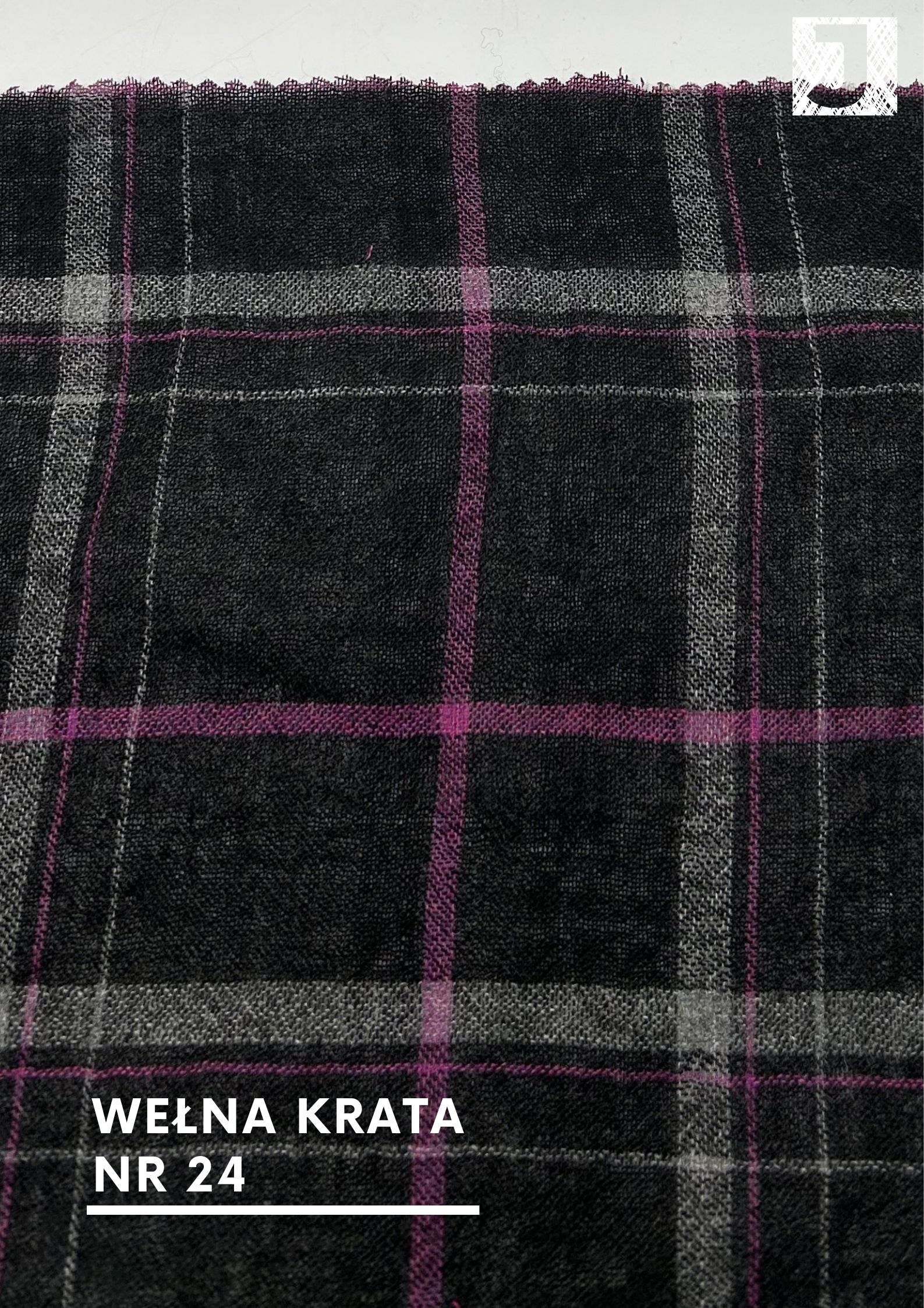 Koszulowa tkanina wiskoza z wełną krata, nr 24